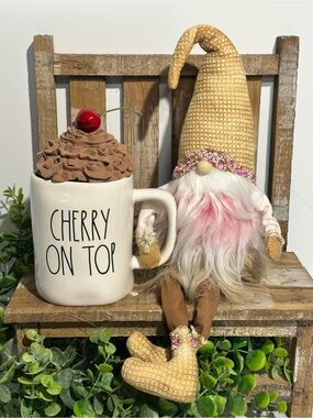 Limited Edition Salty Harbor Treasures Ice Cream Gnome, mug w/faux whipped cream